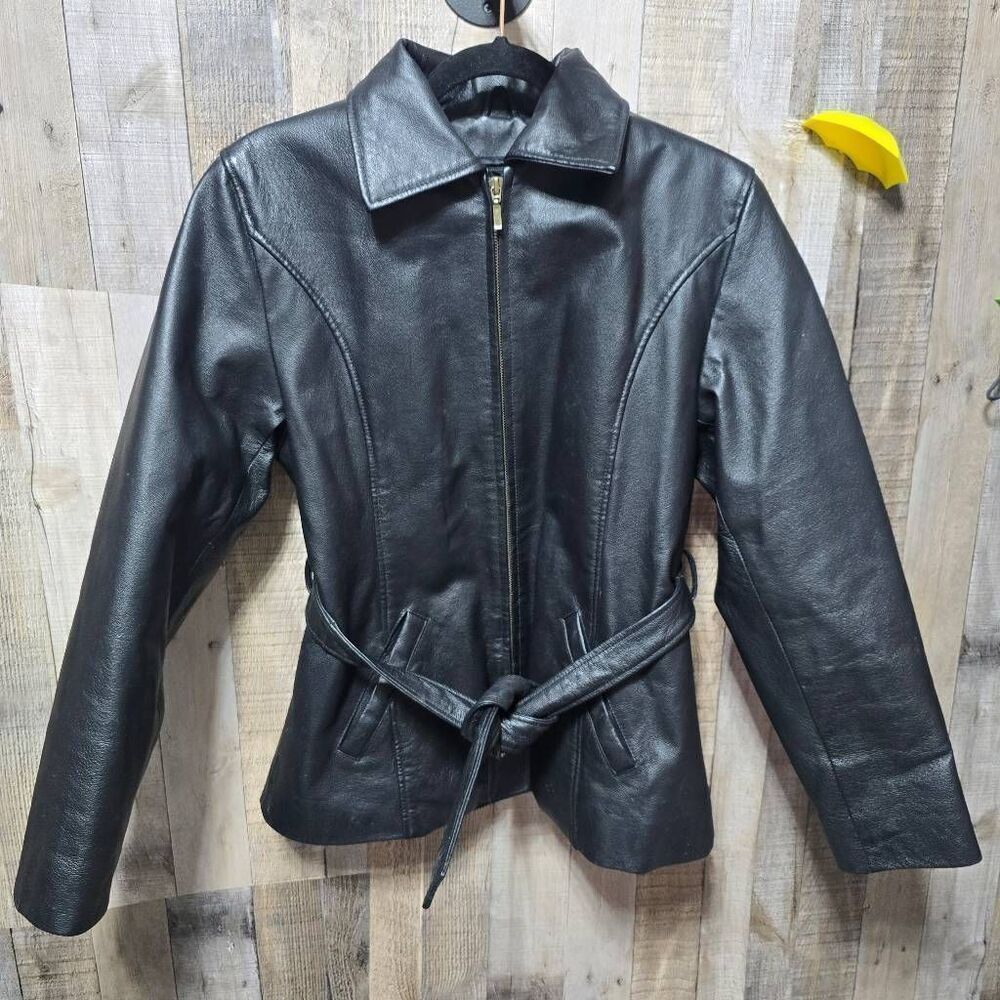 Sergio Vaducci Black Genuine Leather Moto Jacket Goth Punk Emo Alternative